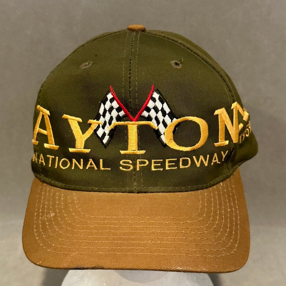 Vintage Daytona International Speedway Otto Cap Snapback Hat Olive Brown NASCAR